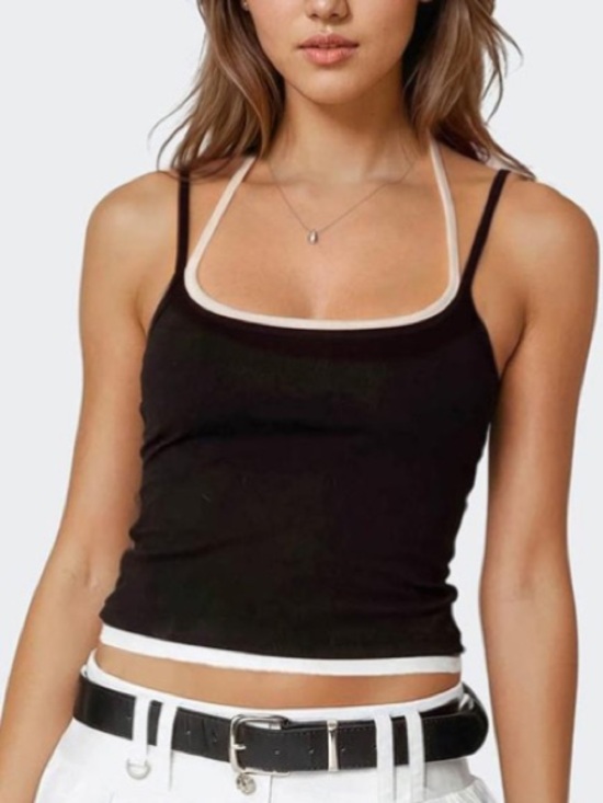 Edikted Tops - Edikted Black Tank Top with White Trim
